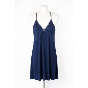 Victoria's Secret Chemise Nightgown Women Small Blue Leopard Lace Slip 11054386